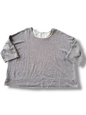 Eileen Fisher Orgamic Hemp Cotton Microstripe Roll Neck Sweatshirt Top Size XL